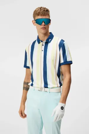 J.Lindeberg Mens Tour Tech Regular Fit Print Polo - PAINTED STRIPE WAX YELLOW