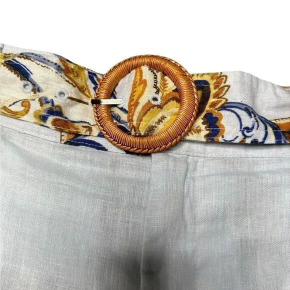 Joie 100% Linen Brocade Belted Shorts Size XL
