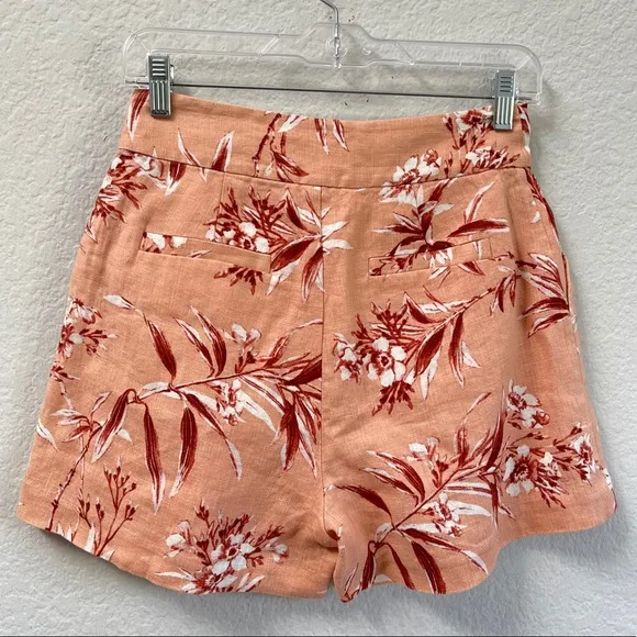 Joie Farron Linen Shorts Floral Blush Size 2
