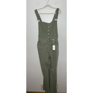 Judy Blue Flare Bib Overalls Green Dark Wash Boho Stretch Buttons Size 3XL NWT