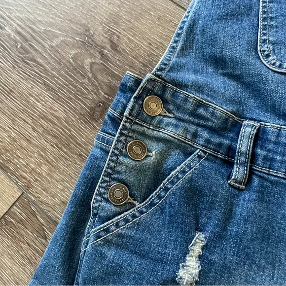 KanCan Denim Shortalls (overalls) Size Large Medium Wash