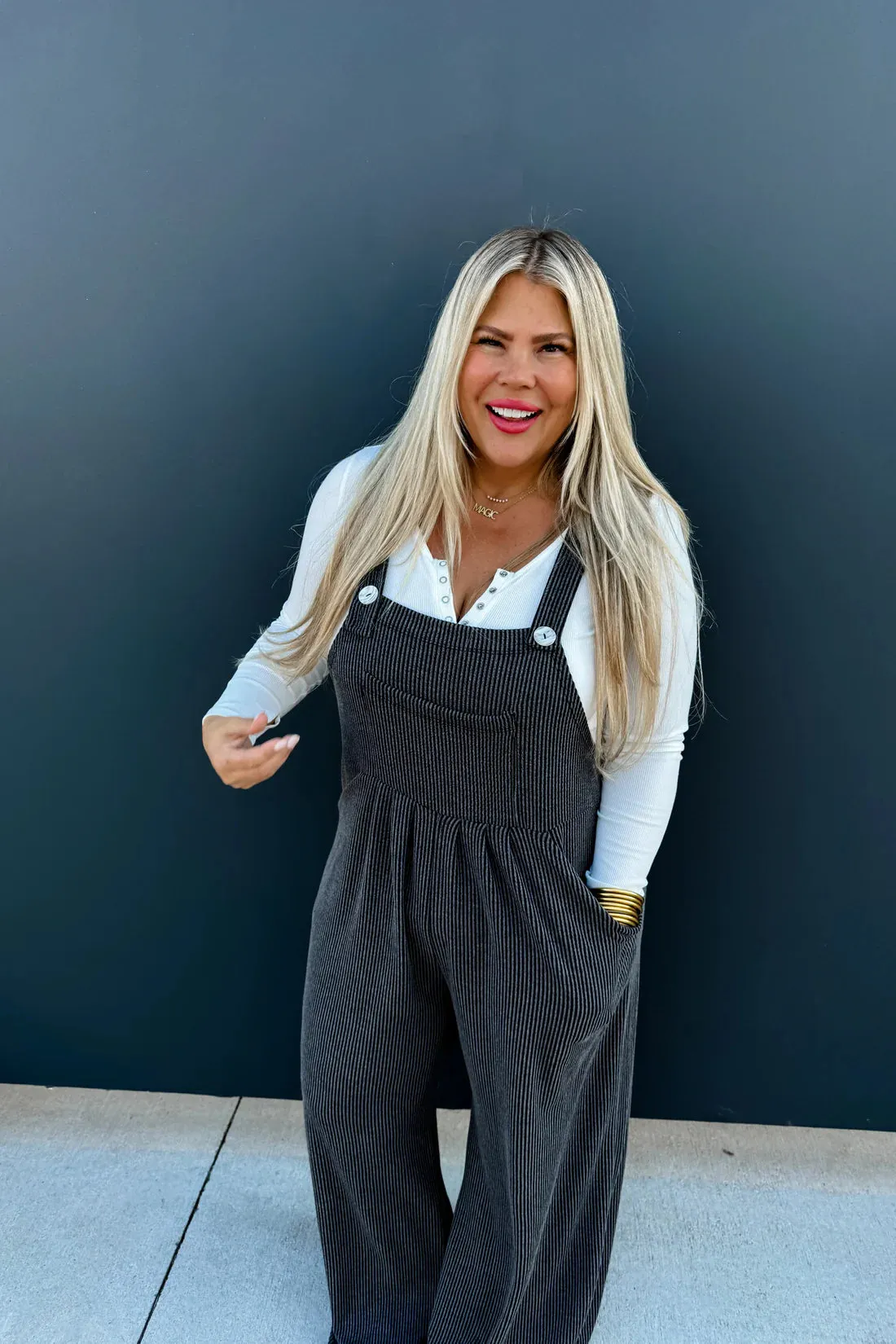 Karli Boho Overalls-Charcoal