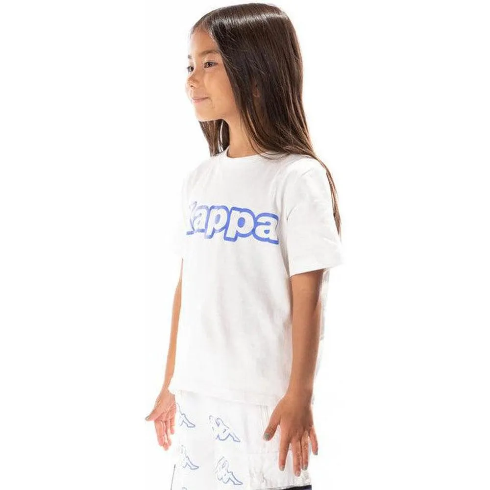 Kid's Logo Tape Erco T-shirt, White/Blue/Black