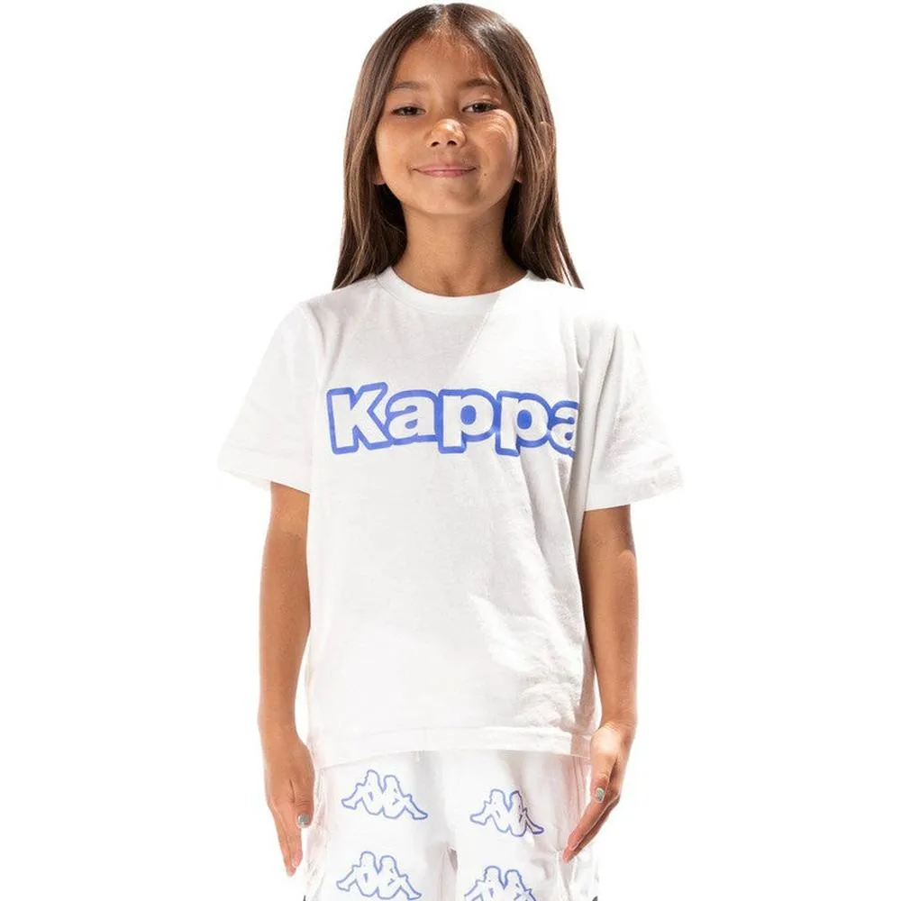Kid's Logo Tape Erco T-shirt, White/Blue/Black