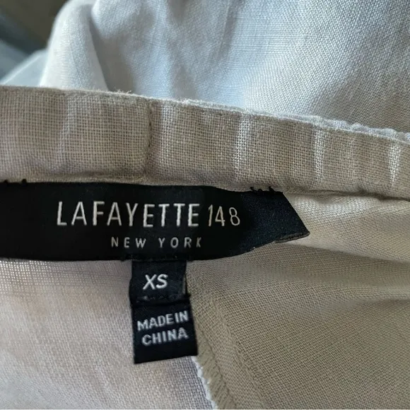 Lafayette 148 drawstring pull-on gray linen shorts 30346