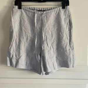 Lafayette 148 drawstring pull-on gray linen shorts 30346