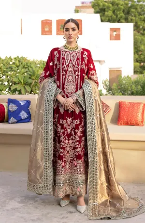 Latest Pakistani Red Dress in Velvet by Designer #PF279