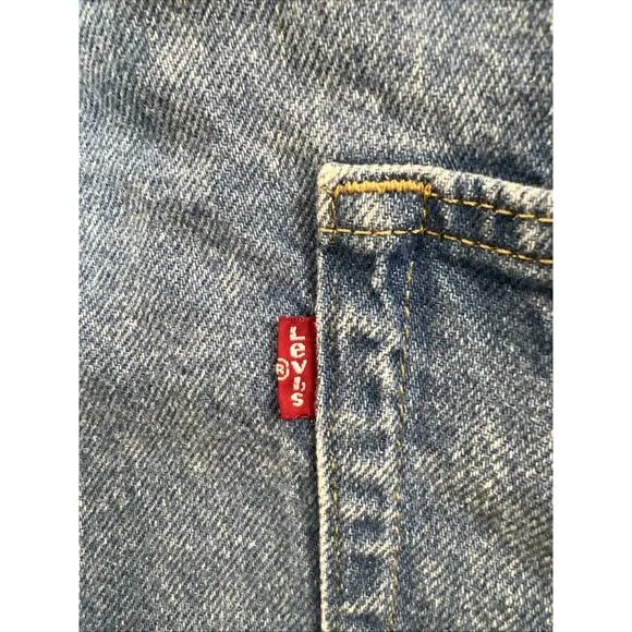 LEVI Women’s Two Horse Brand Bib Overalls Size XL Jean Shorts Retro Hipster