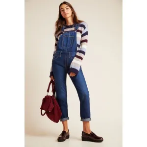 Levi’s Original Big Mouth Denim Overalls $128 S M L Dark Wash Womens Free People