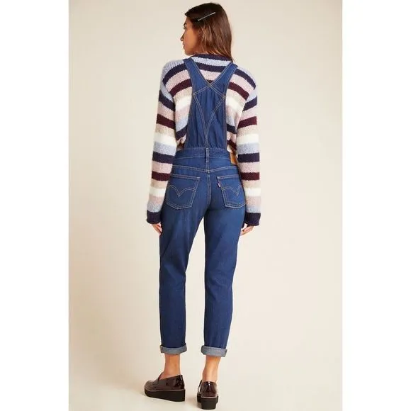 Levi’s Original Big Mouth Denim Overalls $128 S M L Dark Wash Womens Free People
