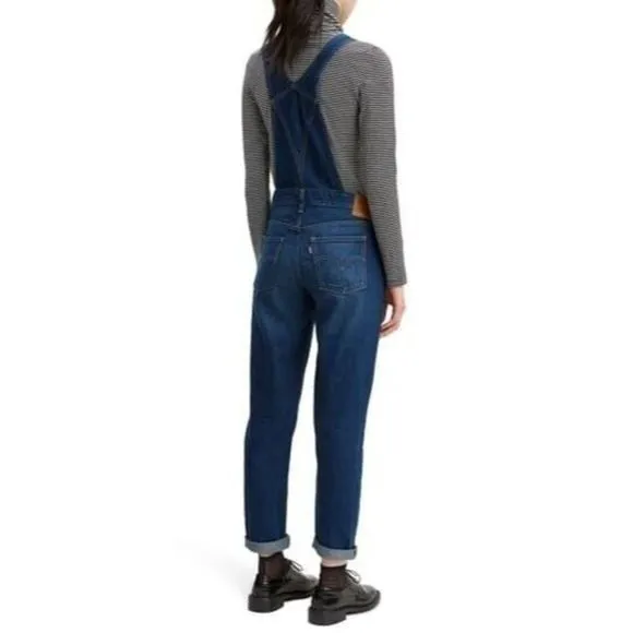 Levi’s Original Big Mouth Denim Overalls $128 S M L Dark Wash Womens Free People