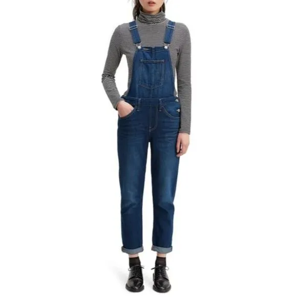 Levi’s Original Big Mouth Denim Overalls $128 S M L Dark Wash Womens Free People