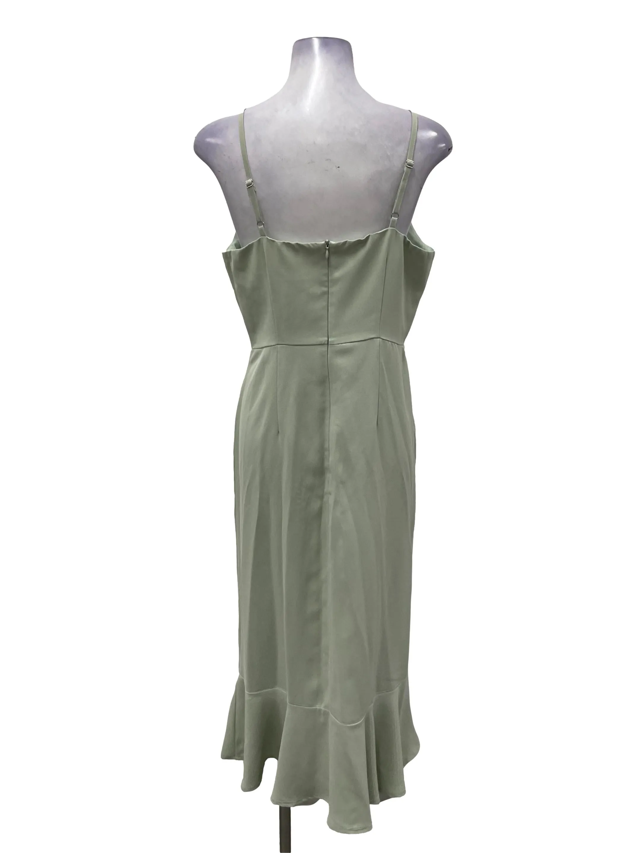 Light Green V-Neck Cami Midi Dress