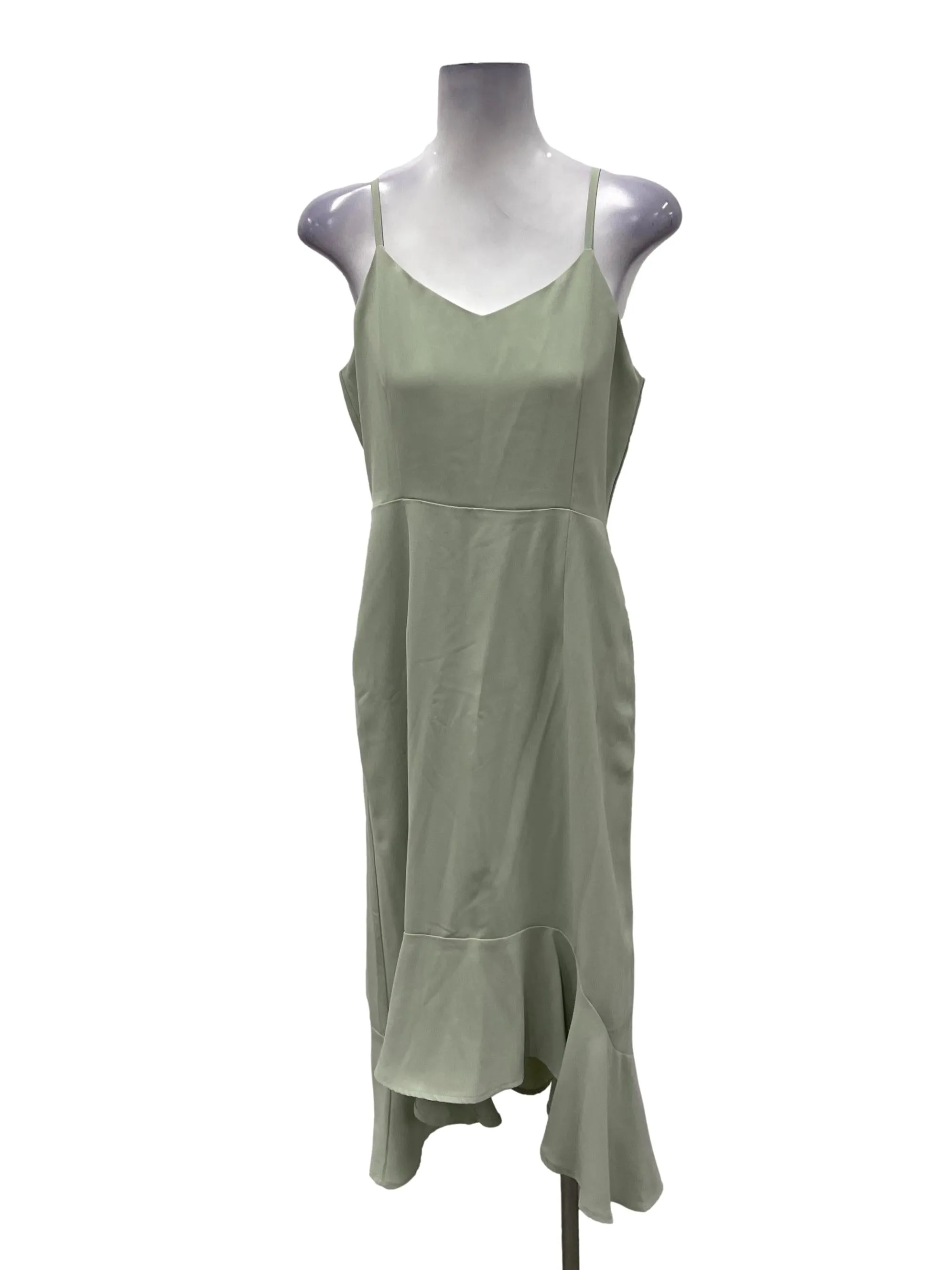 Light Green V-Neck Cami Midi Dress