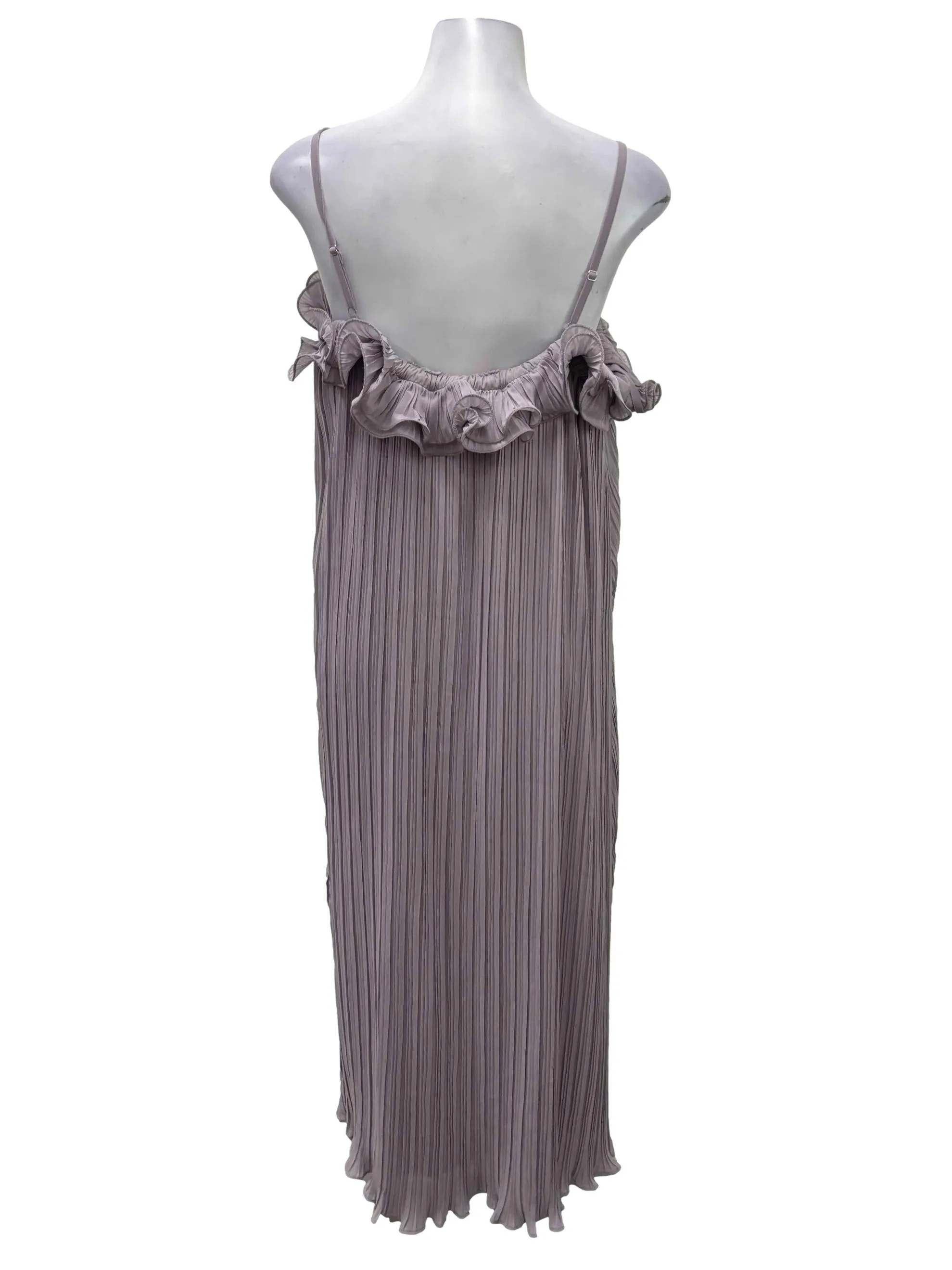 Lilac Pleated Ruffle Trim Cami Dress
