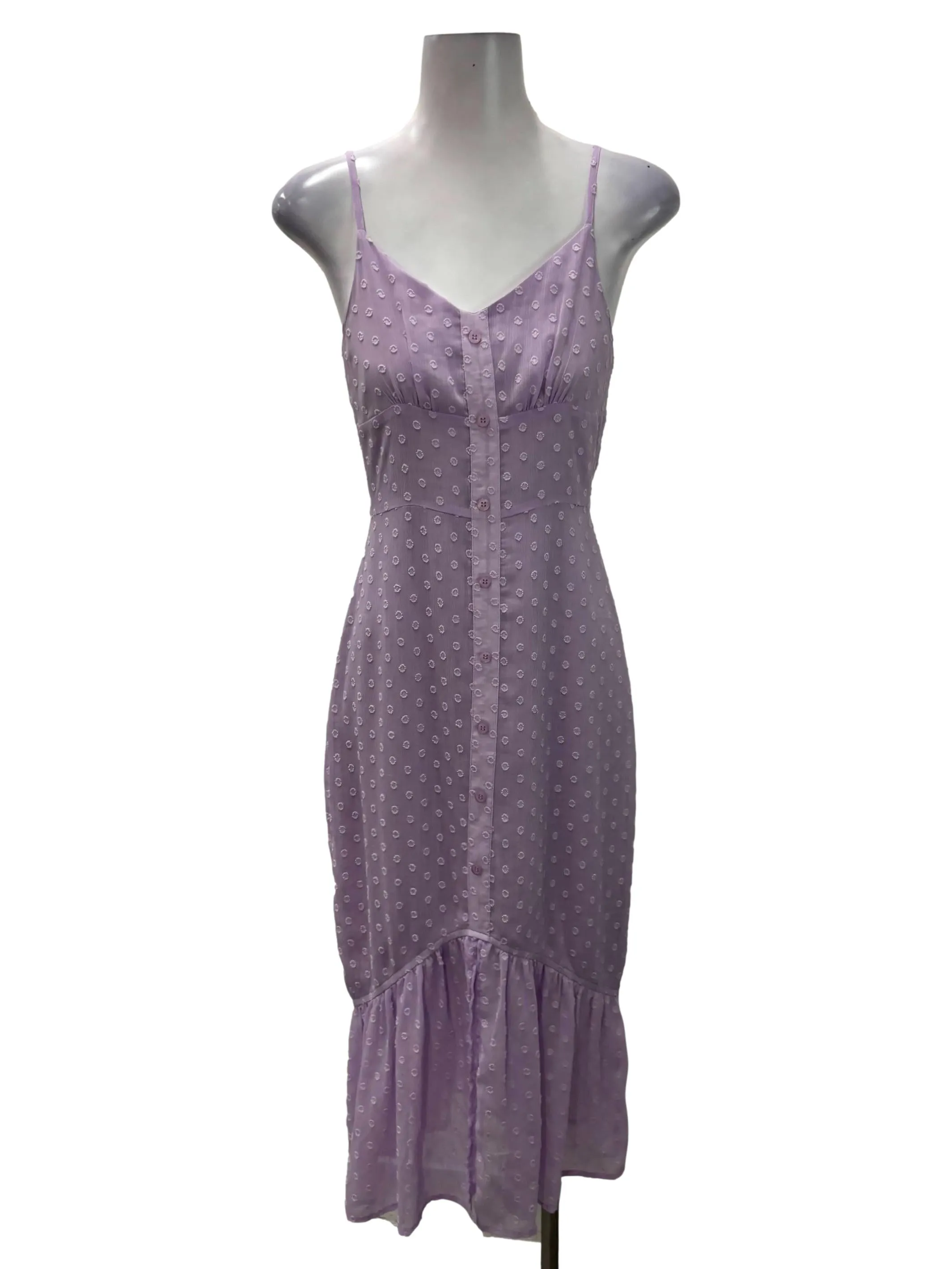 Lilac V-Neck Textured Cami Maxi Dress
