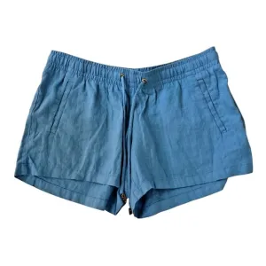 Lilly Pulitzer Size Medium Blue Linen Baybreeze Pull On Shorts Drawstring Waist
