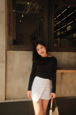 Linen Blend Wrap Skort