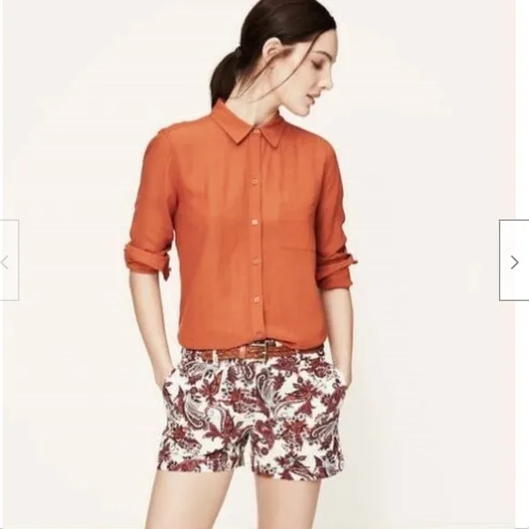 [Loft] Linen Paisley Printed Shorts