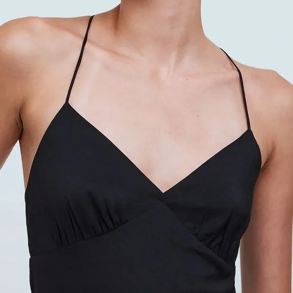 Madewell NWT Layton Midi Slip Dress Size 10 in True Black