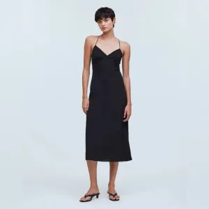 Madewell NWT Layton Midi Slip Dress Size 10 in True Black