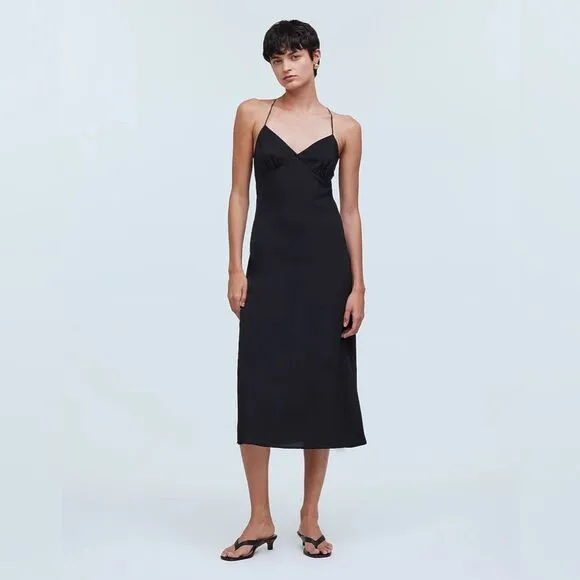 Madewell NWT Layton Midi Slip Dress Size 10 in True Black