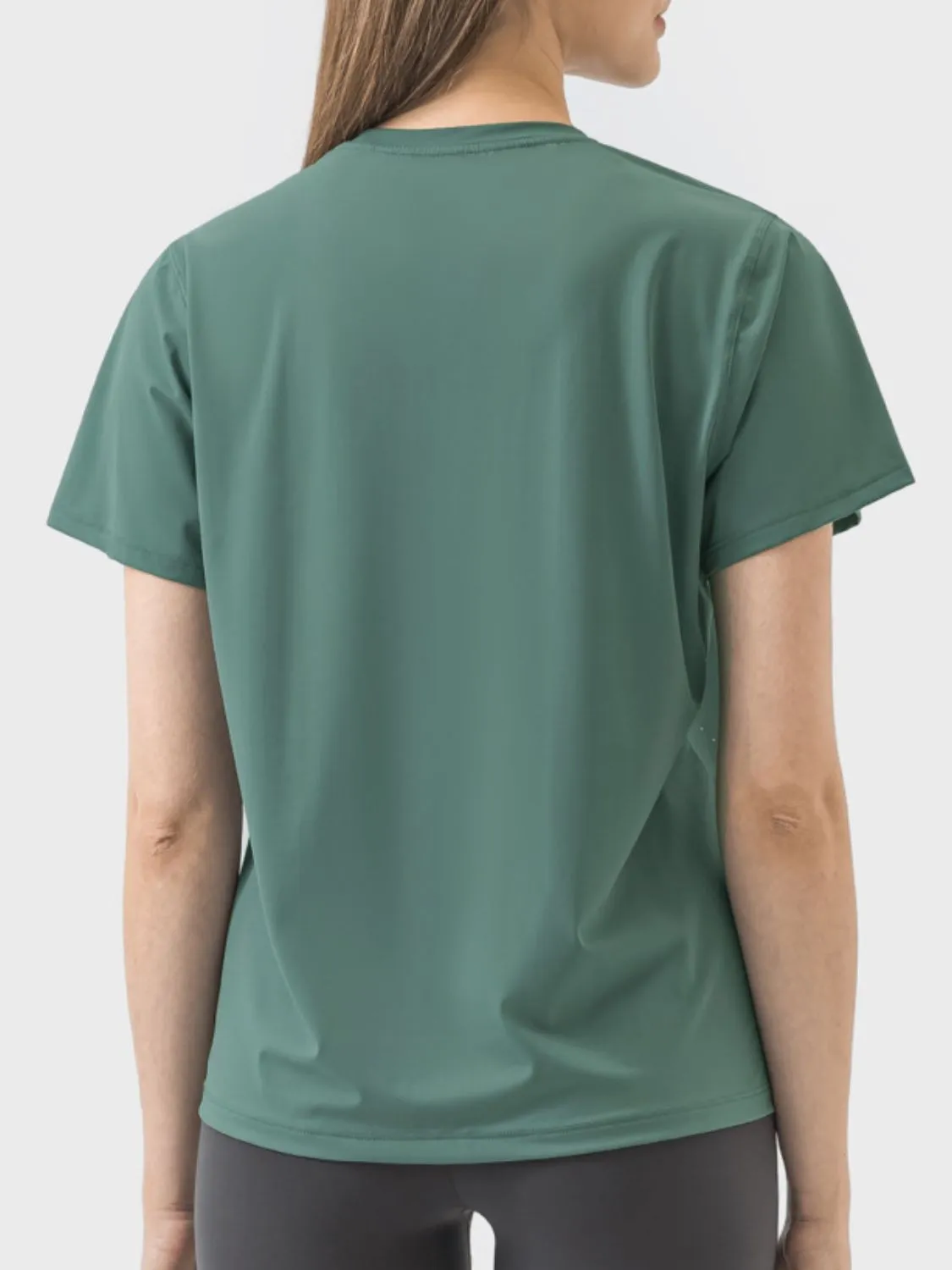 Malena Slit Round Neck Short Sleeve Active T-Shirt
