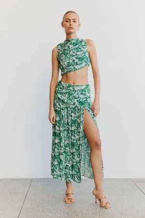 MARBLE GATHERED SIDE MIDI SKIRT | MARBLE