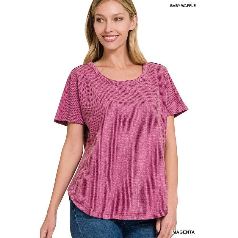 MELANGE BABY WAFFLE SHORT SLEEVE TOP
