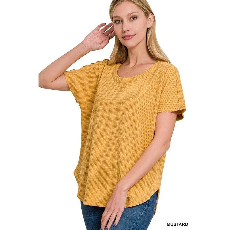 MELANGE BABY WAFFLE SHORT SLEEVE TOP