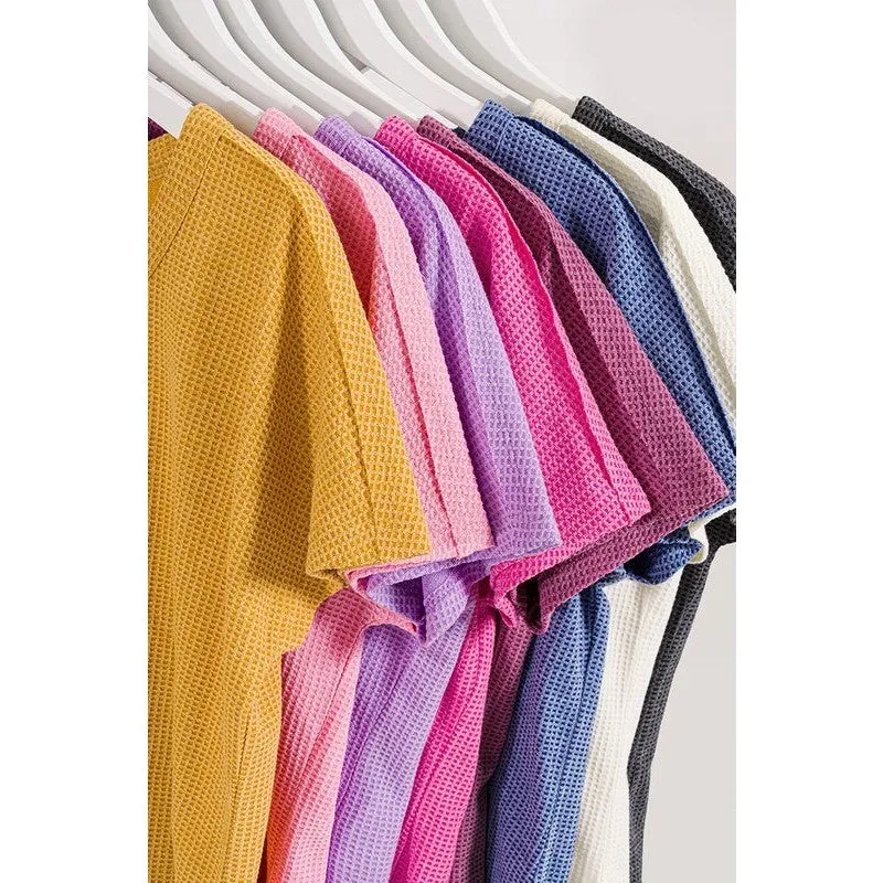 MELANGE BABY WAFFLE SHORT SLEEVE TOP