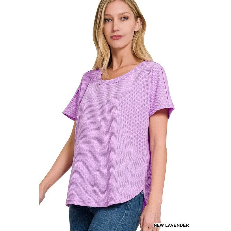 MELANGE BABY WAFFLE SHORT SLEEVE TOP