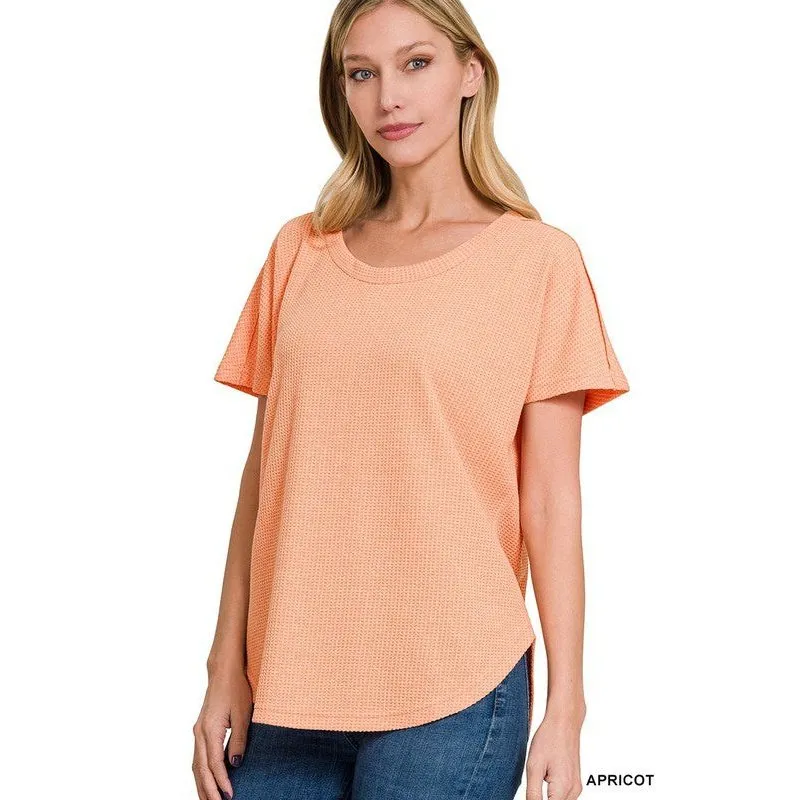 MELANGE BABY WAFFLE SHORT SLEEVE TOP