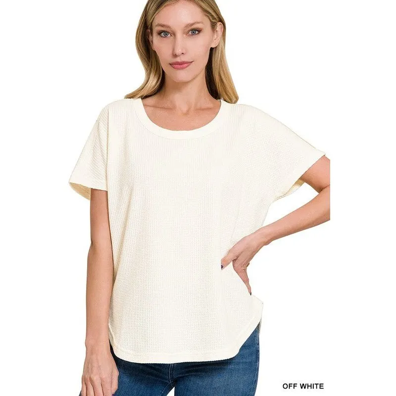 MELANGE BABY WAFFLE SHORT SLEEVE TOP