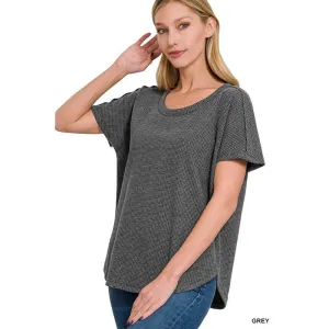 MELANGE BABY WAFFLE SHORT SLEEVE TOP