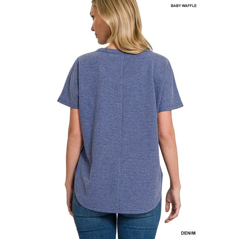MELANGE BABY WAFFLE SHORT SLEEVE TOP