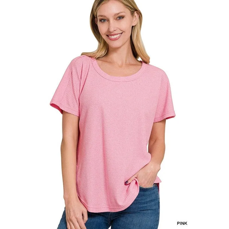 MELANGE BABY WAFFLE SHORT SLEEVE TOP