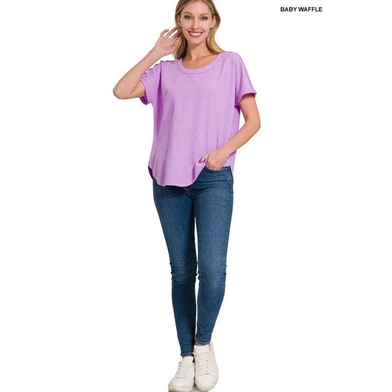 MELANGE BABY WAFFLE SHORT SLEEVE TOP