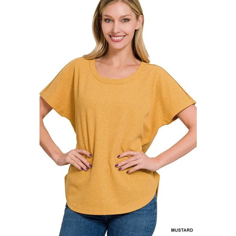 MELANGE BABY WAFFLE SHORT SLEEVE TOP