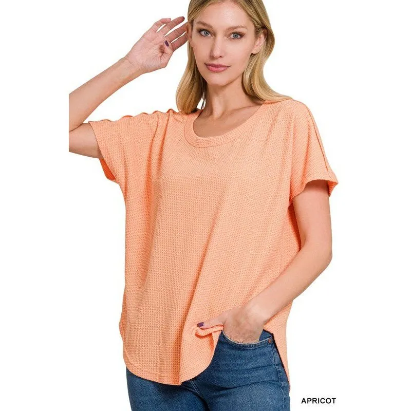 MELANGE BABY WAFFLE SHORT SLEEVE TOP