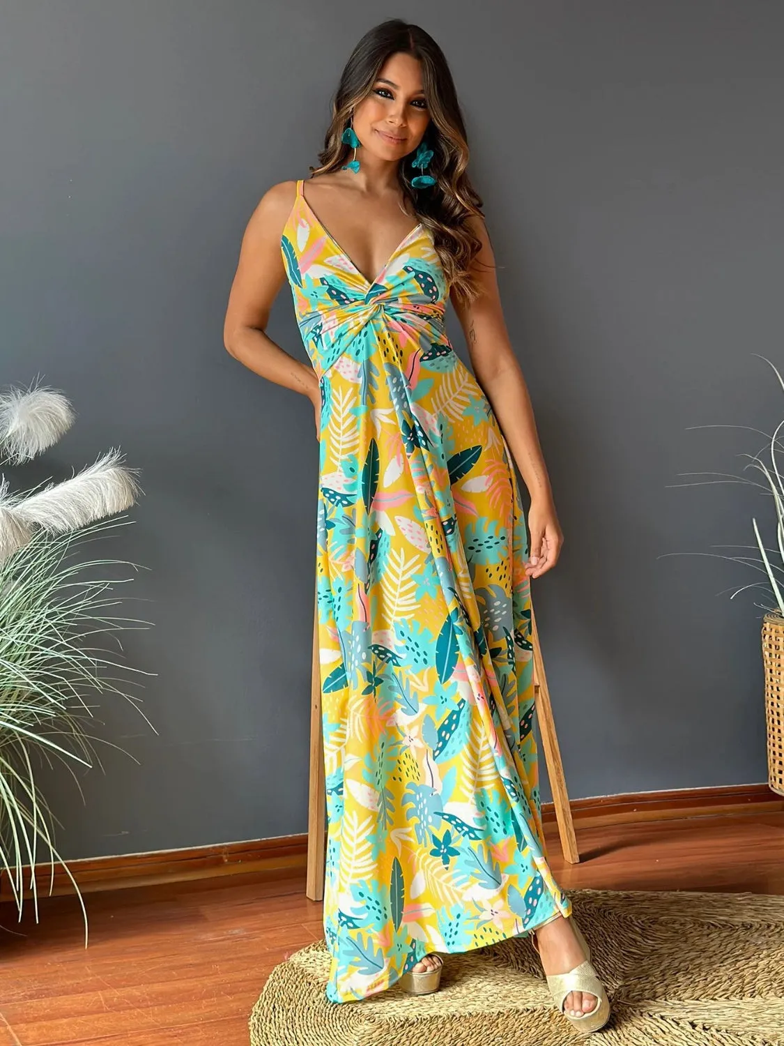 Miranda Twisted Printed V-Neck Cami Dress - Online Exclusive