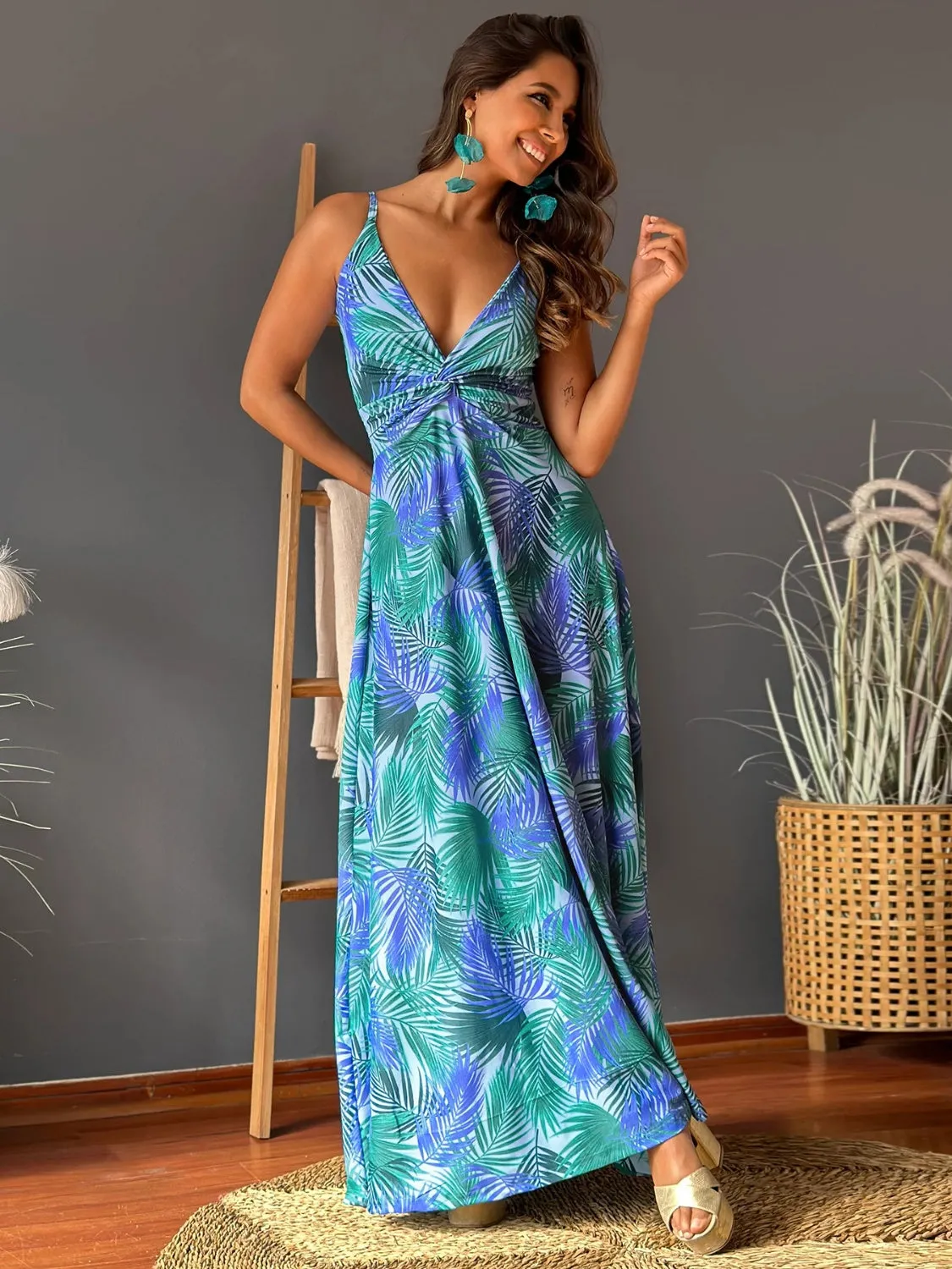 Miranda Twisted Printed V-Neck Cami Dress - Online Exclusive