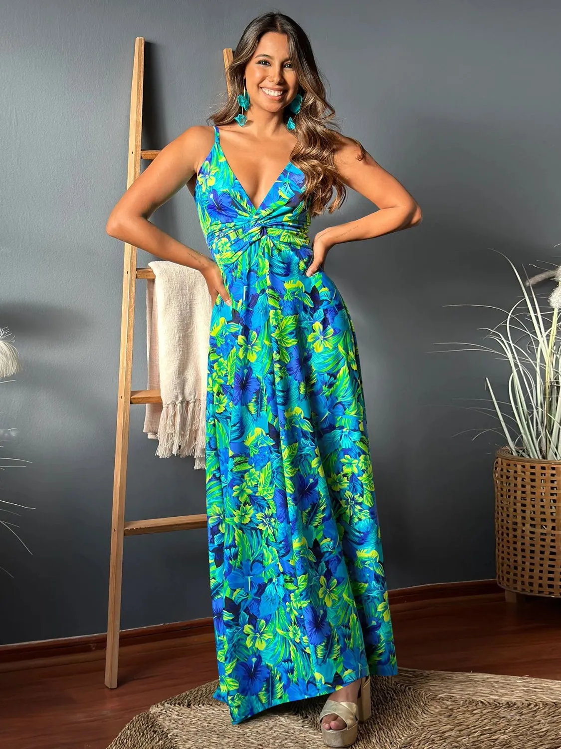 Miranda Twisted Printed V-Neck Cami Dress - Online Exclusive
