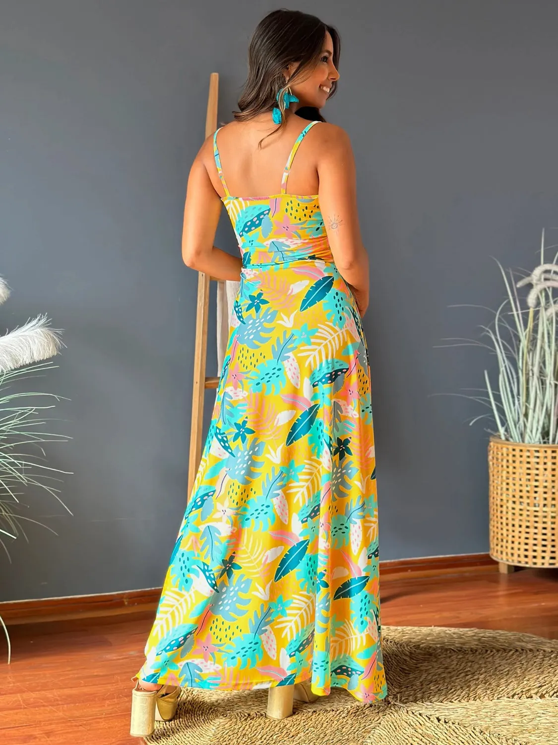 Miranda Twisted Printed V-Neck Cami Dress - Online Exclusive