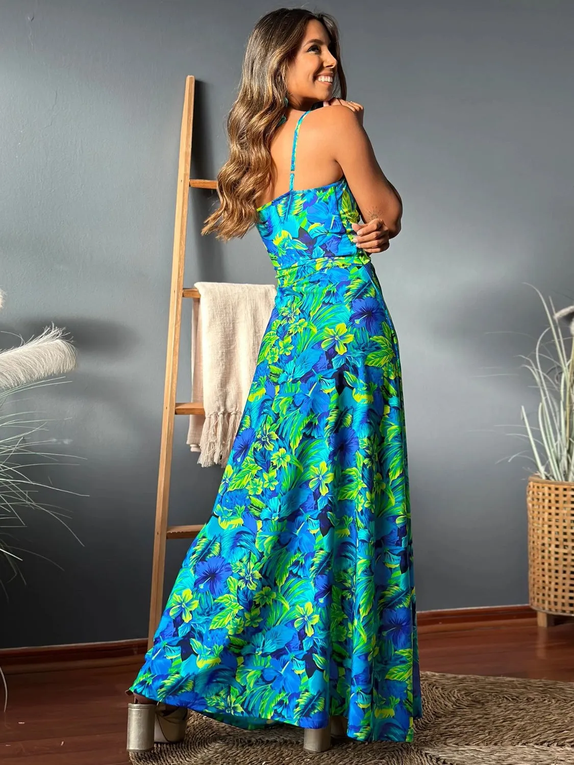 Miranda Twisted Printed V-Neck Cami Dress - Online Exclusive