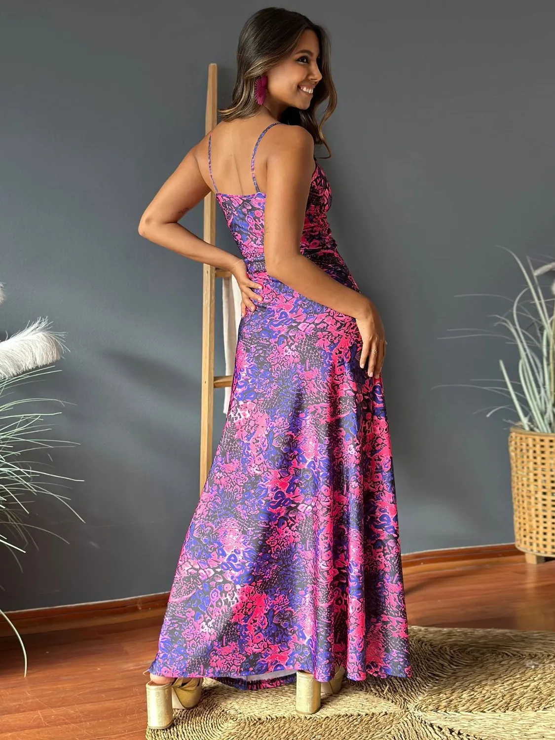 Miranda Twisted Printed V-Neck Cami Dress - Online Exclusive