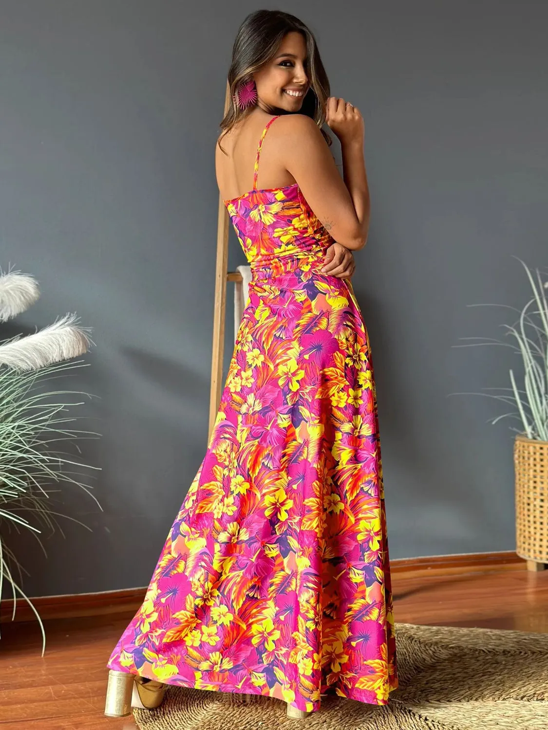 Miranda Twisted Printed V-Neck Cami Dress - Online Exclusive