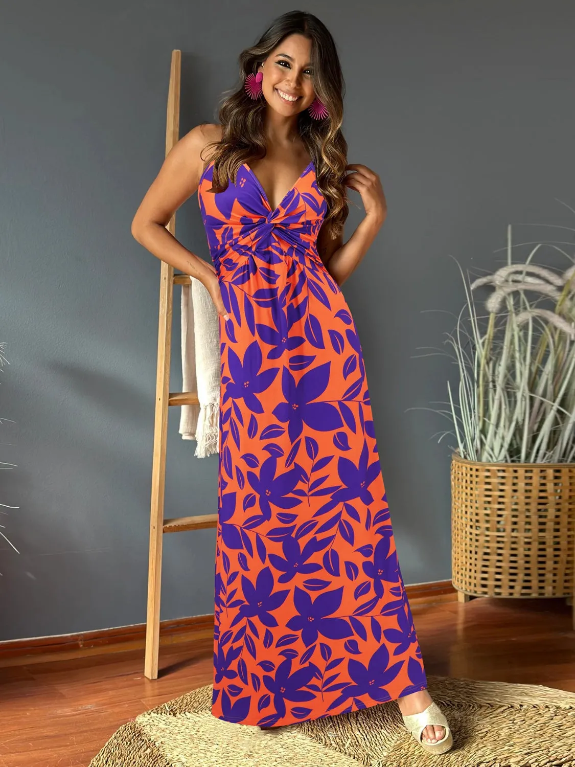 Miranda Twisted Printed V-Neck Cami Dress - Online Exclusive