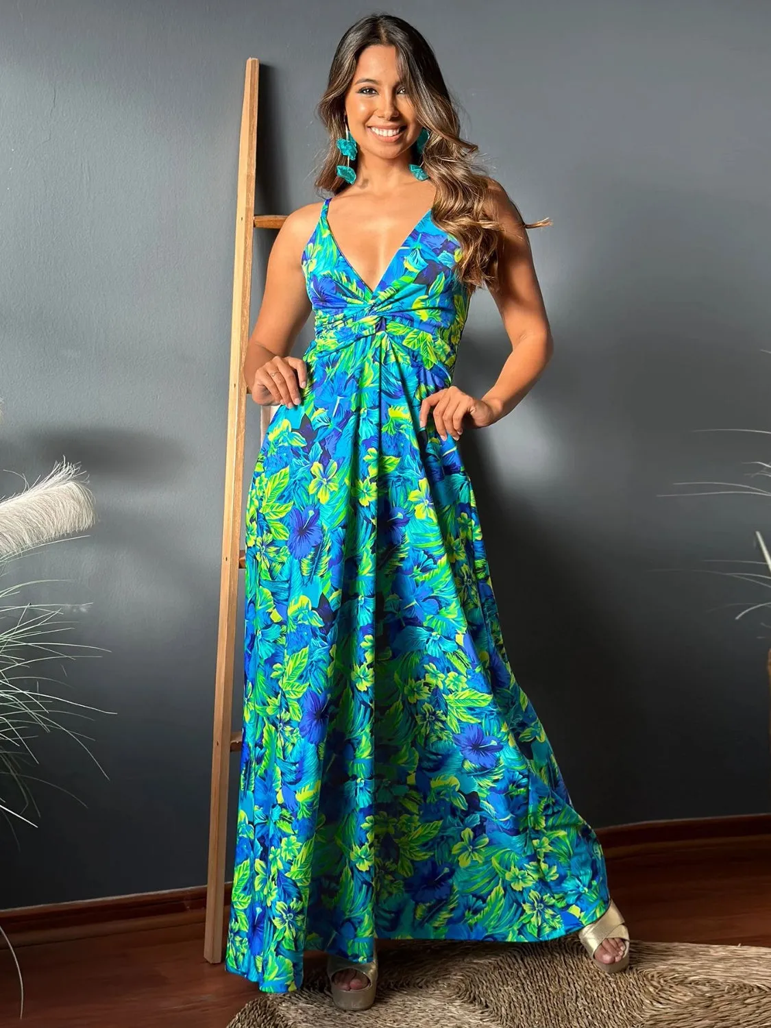 Miranda Twisted Printed V-Neck Cami Dress - Online Exclusive