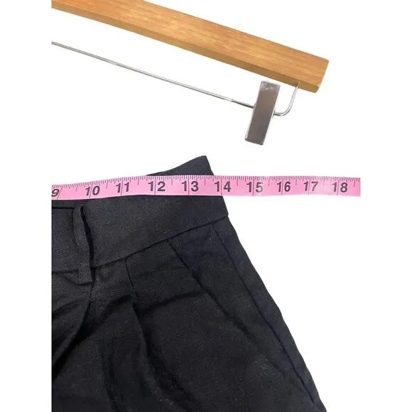Monoloq Clothing Black High Rise Pleated Linen Feel Minimalist Shorts 38/M